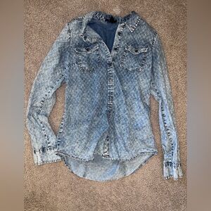 Blue cotton Denim Button-Up Shirt